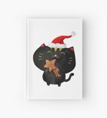 Christmas Black Cute Cat Hardcover Journal