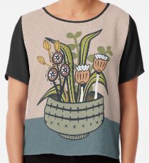Cheeky Modern Botanical Chiffon Top