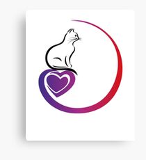 Cat heart picture. I love cats. Love Cat Gift Canvas Print