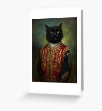 Tarjeta de felicitación caballero gato negro
