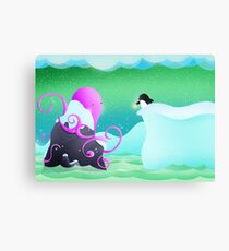 The octopus and penguin Canvas Print