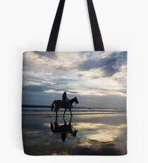 Horse riding on Birubi Beach Tote Bag