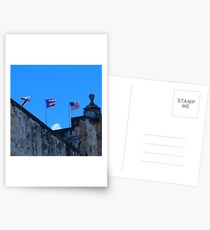 Puerto Rican and American Flag Postcards