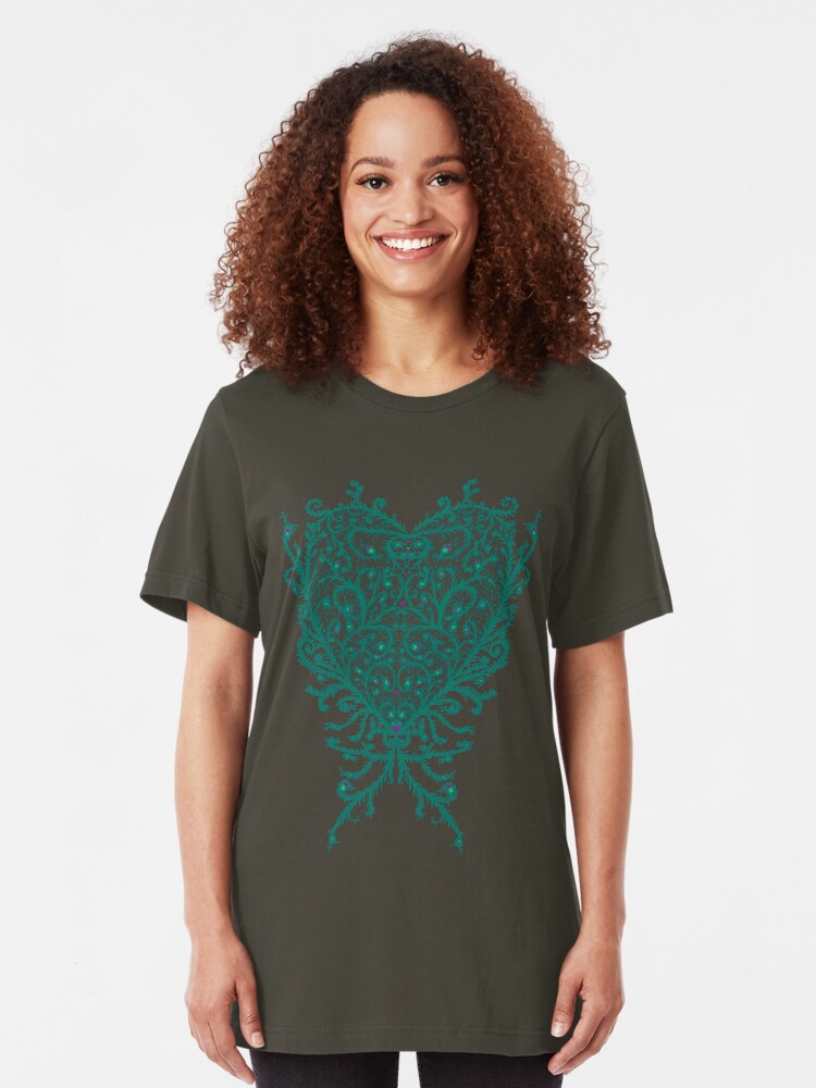 Alternate view of Peacock Heart Tee Dark Slim Fit T-Shirt