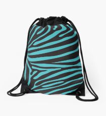Zebra-Print in Schwarz und Türkis Rucksackbeutel