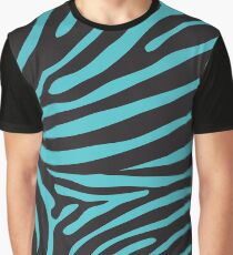 Zebra-Print in Schwarz und Türkis Grafik T-Shirt