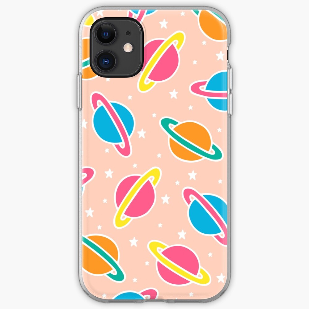 Pink Planets Pattern iPhone Soft Case
