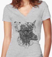 Psilocybinaturearthell Psychedelic Ink Illustration Women's Fitted V-Neck T-Shirt