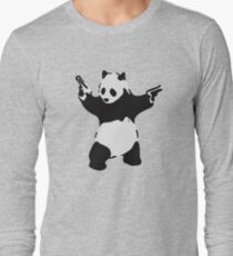 Banksy Pandemonium bewaffneter Panda Artwork, Pandamonium Street Art, Poster, Drucke, T-Shirts, Männer, Frauen, Kinder Langarmshirt