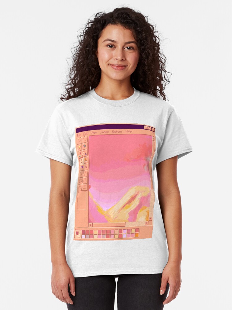 Alternate view of Vaporwave MS Paint Pastel Mountains Classic T-Shirt