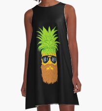 Bearded Fruit Cool Pineapple Graphic T-shirt Sunglasses Mustache Old Juicy Summer Beach Holidays A-Line Dress