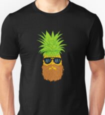 Bearded Fruit Cool Pineapple Graphic T-shirt Sunglasses Mustache Old Juicy Summer Beach Holidays Slim Fit T-Shirt