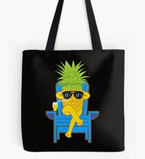 Fruit Cool Pineapple With Sunglasses Graphic T-shirt Summer Sun Drinking Juice Holidays Relaxing Tote Bag