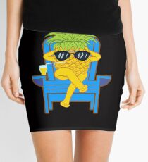 Fruit Cool Pineapple With Sunglasses Graphic T-shirt Summer Sun Drinking Juice Holidays Relaxing Mini Skirt