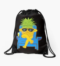 Fruit Cool Pineapple With Sunglasses Graphic T-shirt Summer Sun Drinking Juice Holidays Relaxing Drawstring Bag