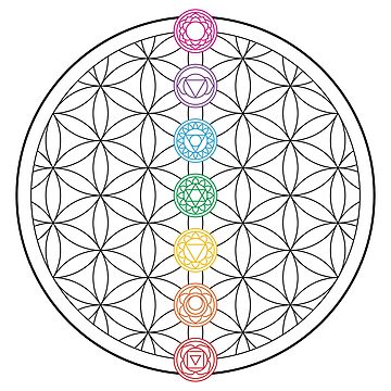 7 Chakras + Flower of Life Sticker, Spiritual Stickers, Sacred Geometry  Stickers