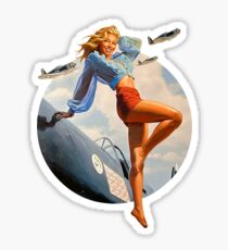 Pin-up blonde. Air force in WWII. 40's Sticker