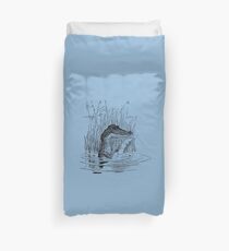 Reading Alligator | Antique Drawing | Old-Style Illustration Duvet Cover
