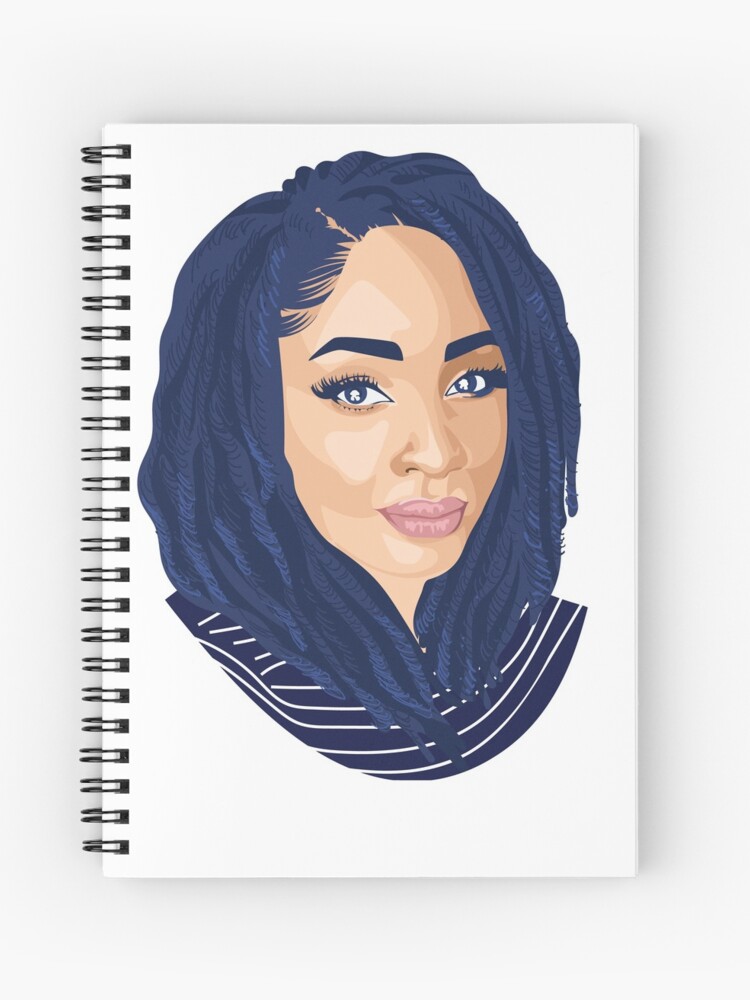 Natural Hair Twisted Blue Dreadlocks Woman Of Color V 2 Spiral Notebook