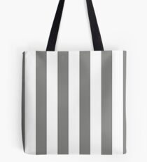 Large Battleship Gray and White Vertical Cabana Tent Stripes Tote Bag