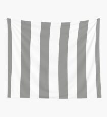 Large Battleship Gray and White Vertical Cabana Tent Stripes Wall Tapestry
