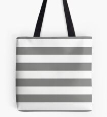 Large Battleship Gray and White Horizontal Cabana Tent Stripes Tote Bag