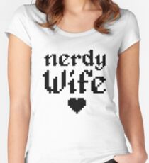 Nerdy Wife Wedding Anniversary Gift Pixel Heart Women's Fitted Scoop T-Shirt