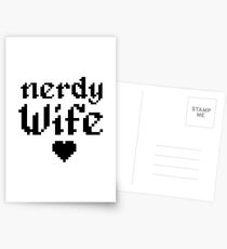 Nerdy Wife Wedding Anniversary Gift Pixel Heart Postcards