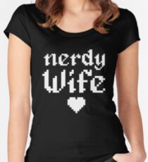 nerdy wife gift idea wedding anniversary pixel love heart Women's Fitted Scoop T-Shirt