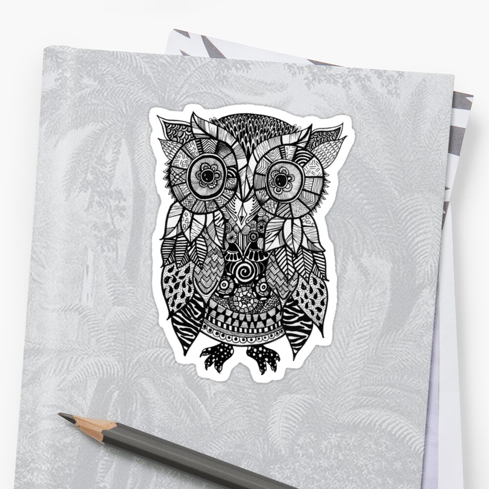 Zentangle Owl Sticker By Miguelangelart Redbubble 