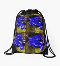 psycho chicken-cobalt blue Drawstring Bag