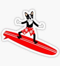 Boston Terrier Surfer Sticker