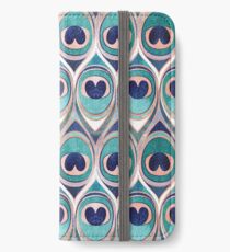 Pfauenfedern Auge // blaugrün blau und Metall Korallenrose iPhone Flip-Case/Hülle/Skin