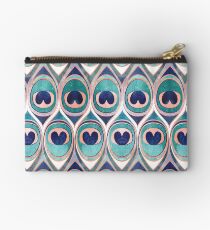 Bolso de mano Plumas de pavo real Ojo / verde azulado azul y metal coral rosa