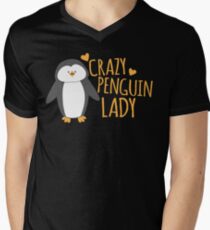Crazy Penguin Lady Men's V-Neck T-Shirt