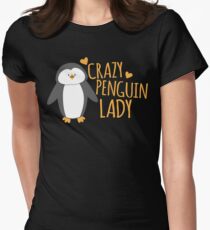 Crazy Penguin Lady Women's Fitted T-Shirt