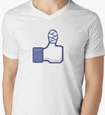 thumbs up, like, facebook, like it, bandage wrapped around an injured finger Men's V-Neck T-Shirt