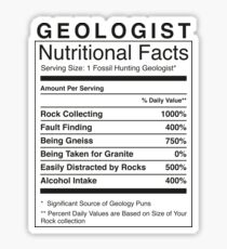 Geologist Nutritional Information | Funny Geology Humour Sticker