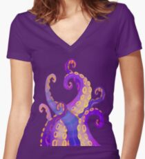 Tentacles Women's Fitted V-Neck T-Shirt