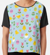 Easter - chick and tulips pattern Chiffon Top