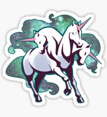 Pegatina 3 cabezas de unicornio
