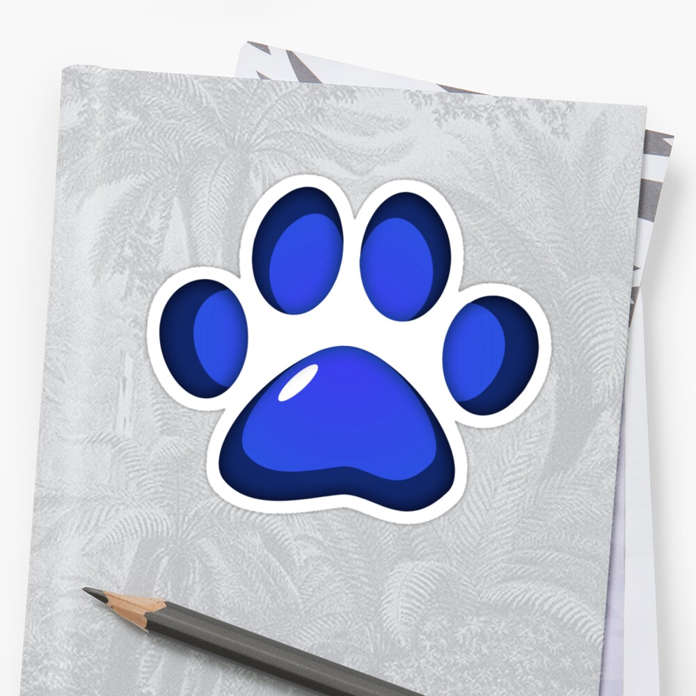 ooh shiny paw print blue sticker by autophobicat