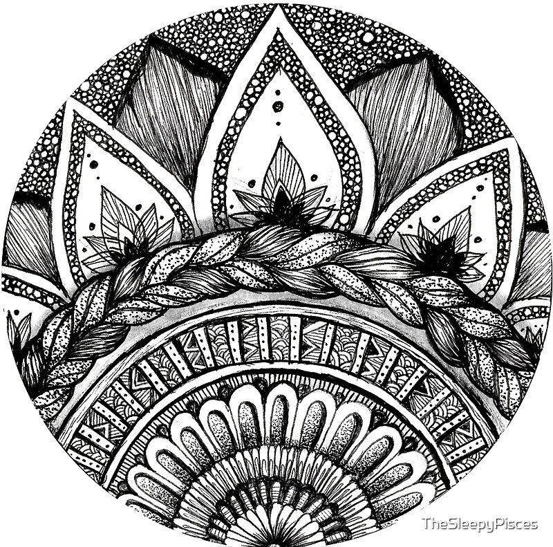 Download "hand drawn half mandala in circle" by TheSleepyPisces ...