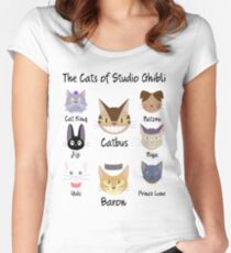 THE CATS OF STUDIO GHIBLI Women's Fitted Scoop T-Shirt