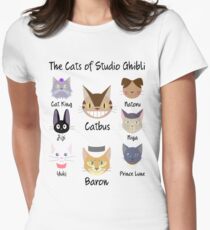 THE CATS OF STUDIO GHIBLI Women's Fitted T-Shirt
