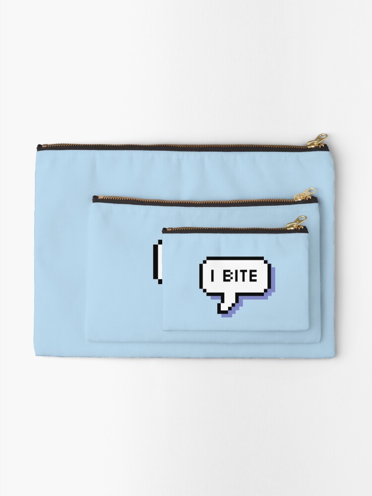 Alternate view of I Bite - Pixel Speech Bubble (Blue) Zipper Pouch
