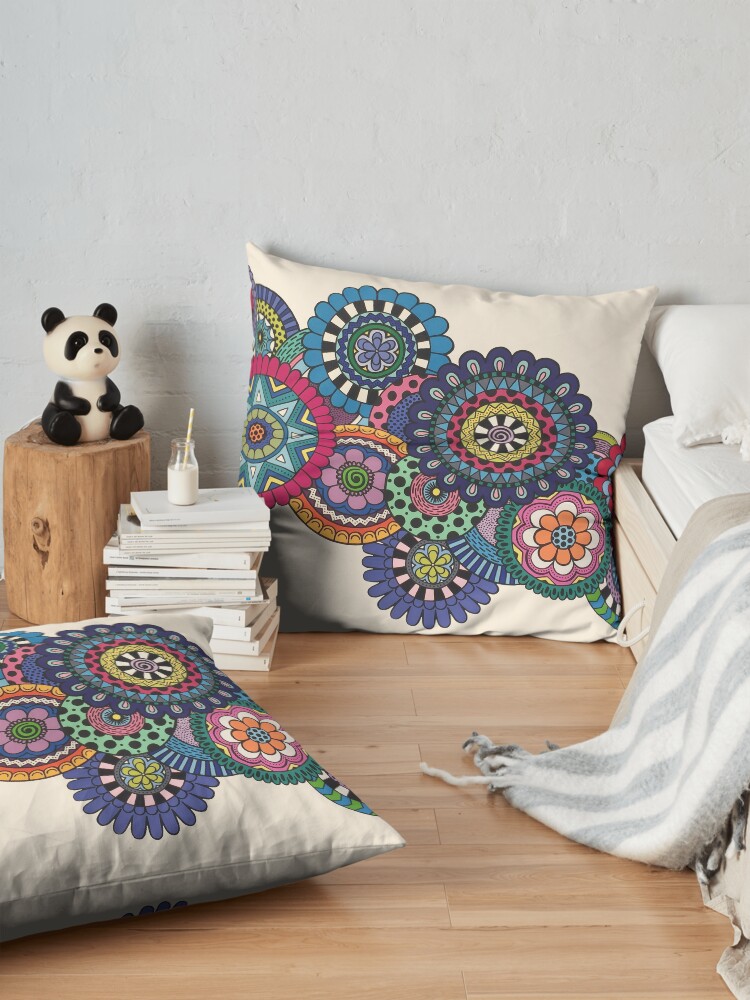 Alternate view of Mandalas On Ivory Floor Pillow