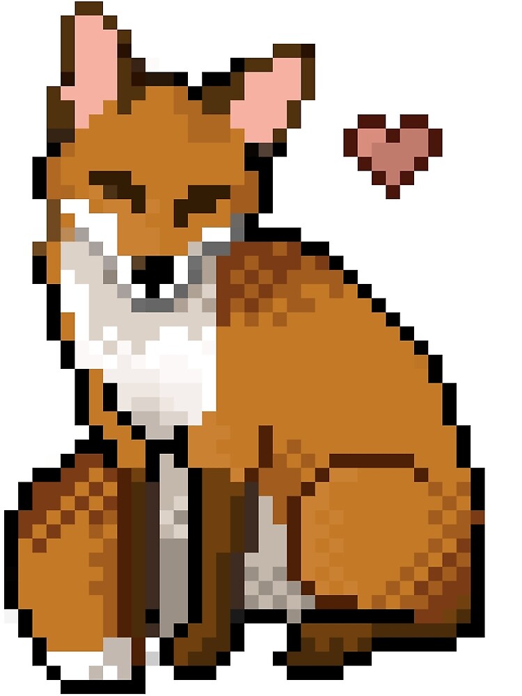 Minecraft Fox Pixel Art Grid