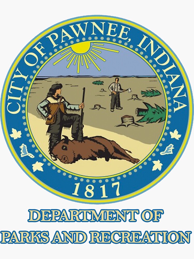 "Pawnee Indiana Parks and Recreation" Sticker by caseyward Redbubble
