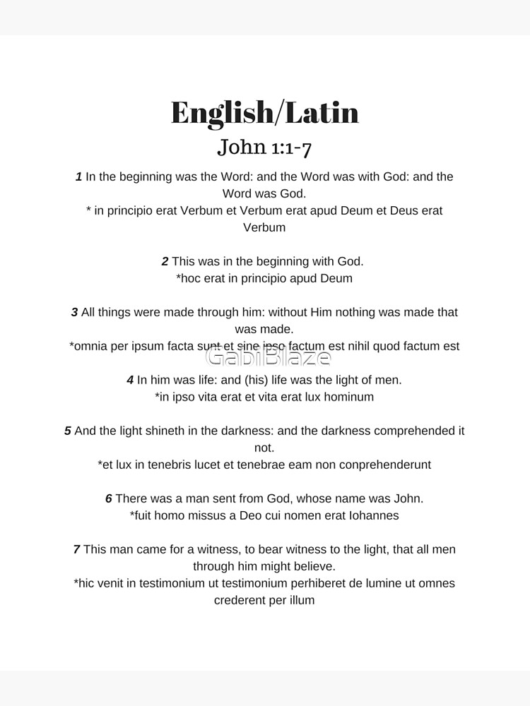 "Homeschool Latin English John 1 In The Beginning Word God" Poster by